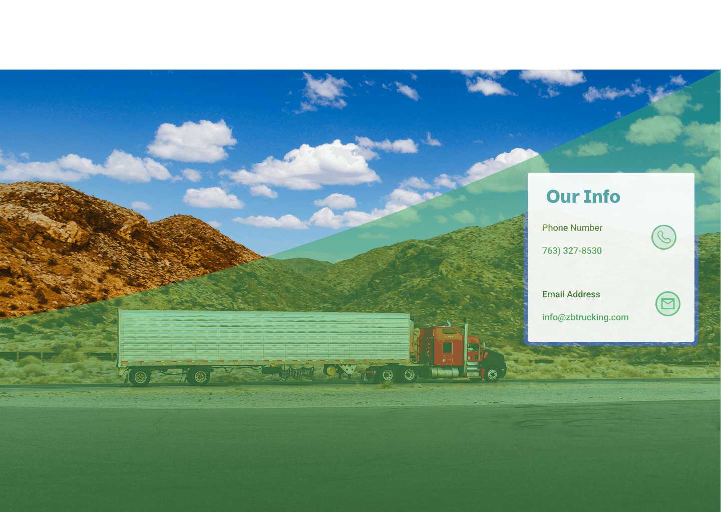 ZB Trucking contact page