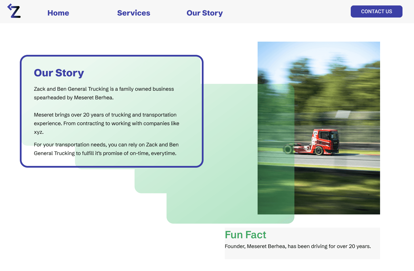 ZB Trucking about page